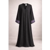 Saudi Nida Abaya with Floral Lace Beaded Trim on Sleeves