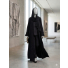 Saudi Linen Embroidered Trim Abaya - Black
