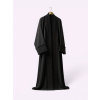 Saudi Linen Embroidered Trim Abaya - Black