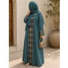 Saudi Linen Geometric Beaded Abaya