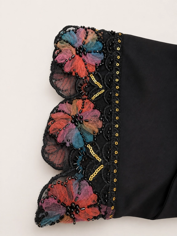 Saudi nida with beaded floral lace - Libaas co