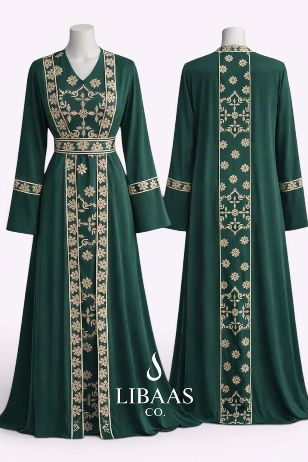 Turkish Beaded Throw 3 Piece Dress - Size 4 (Emerald Green)