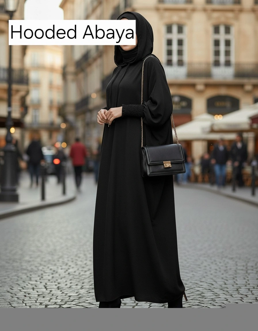 Black hooded abaya by Coco Loco and Libaas Co