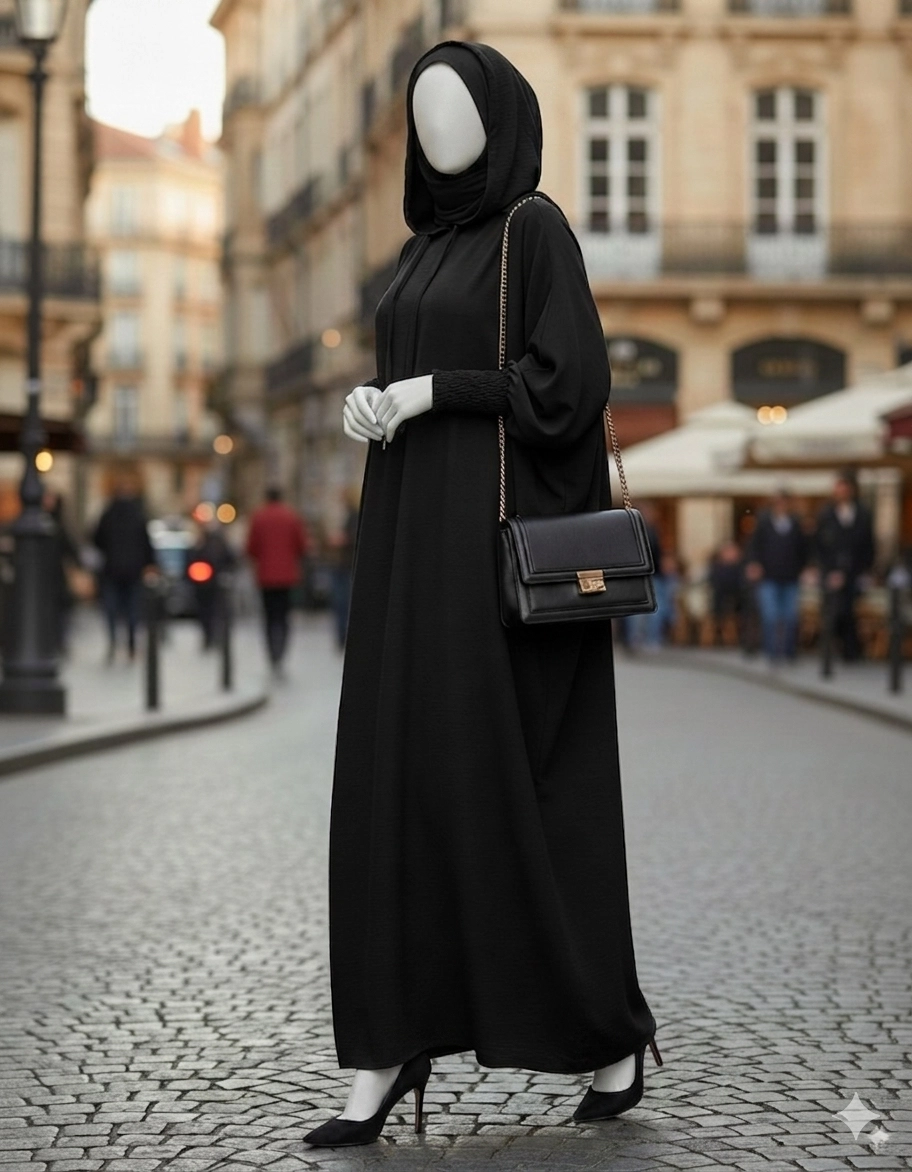 Black hooded abaya by Coco Loco and Libaas Co